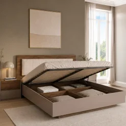 Letto matrimoniale 160x200 contenitore con comodini noce marrone Dusk