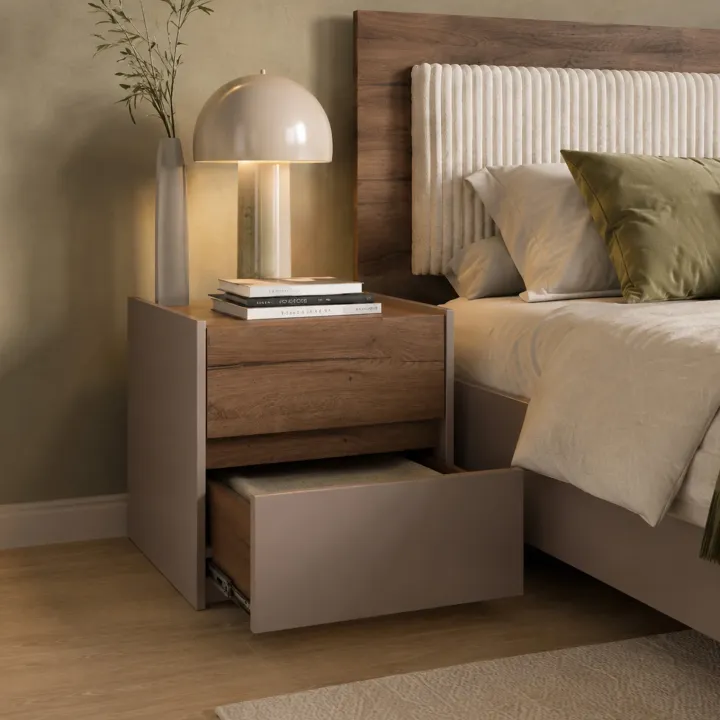 Letto matrimoniale 160x200 contenitore con comodini noce marrone Dusk