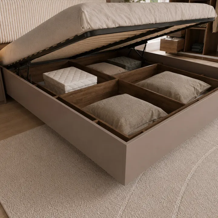 Letto matrimoniale 160x200 contenitore con comodini noce marrone Dusk