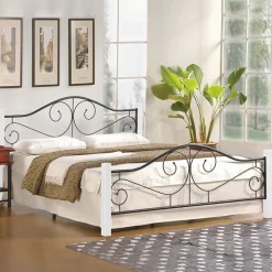 Letto moderno matrimoniale 160x200cm écru nero Valez