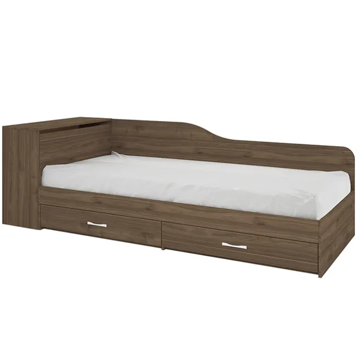 Letto singolo con comò e cassettoni 82x190cm noce Catullo