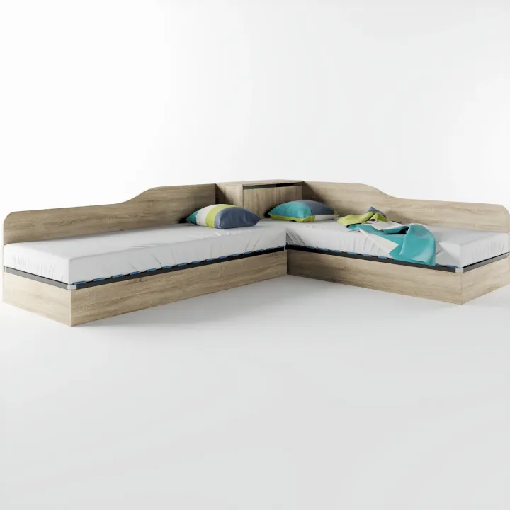 Letto singolo contenitore doppio 82x190cm moderno rovere Stefano