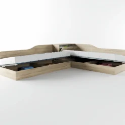 Letto singolo contenitore doppio 82x190cm moderno rovere Stefano