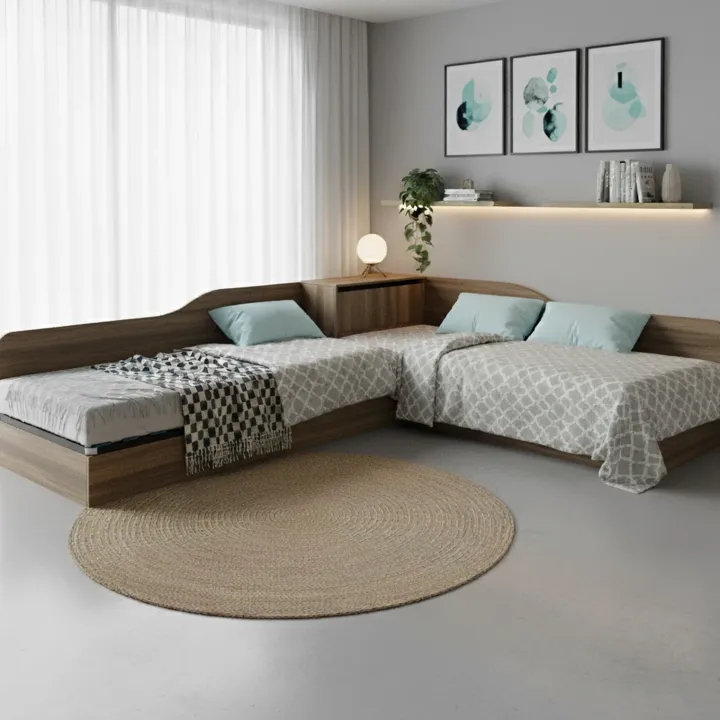 Letto singolo contenitore doppio 82x190cm moderno noce Stefano