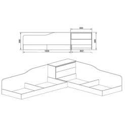 Letto singolo contenitore doppio 82x190cm moderno noce Stefano
