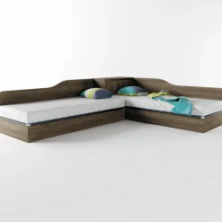 Letto singolo contenitore doppio 82x190cm moderno noce Stefano