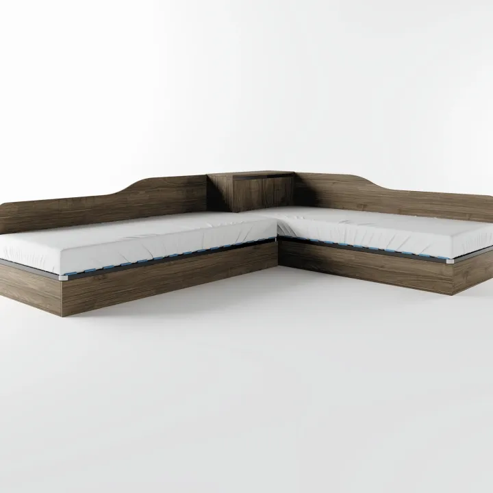 Letto singolo contenitore doppio 82x190cm moderno noce Stefano