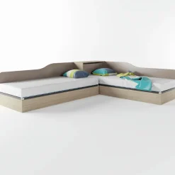 Letto singolo contenitore doppio 82x190cm moderno rovere scuro marrone Stefano