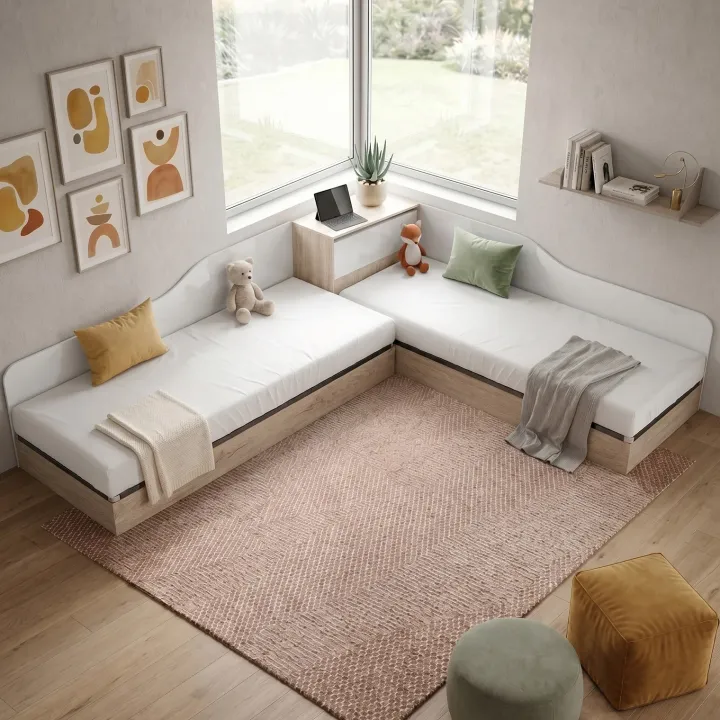Letto singolo contenitore doppio 82x190cm moderno rovere bianco lucido Stefano