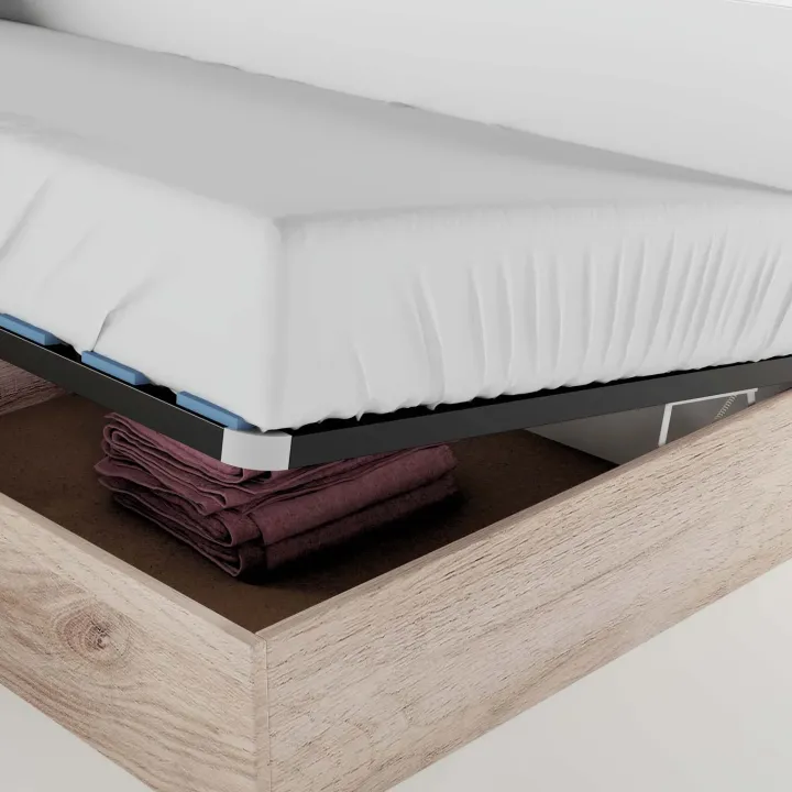 Letto singolo contenitore doppio 82x190cm moderno rovere bianco lucido Stefano