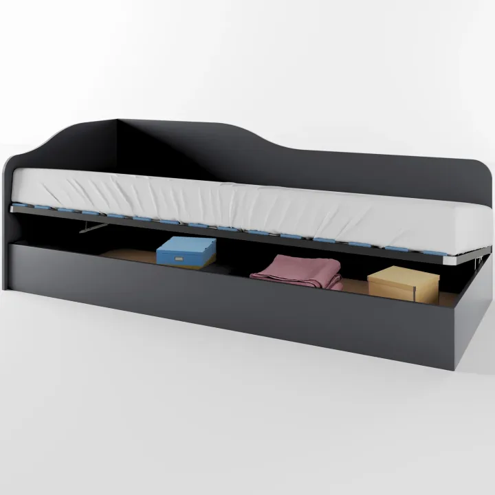 Letto singolo contenitore 82x190cm reversibile antracite Alex Gihome®