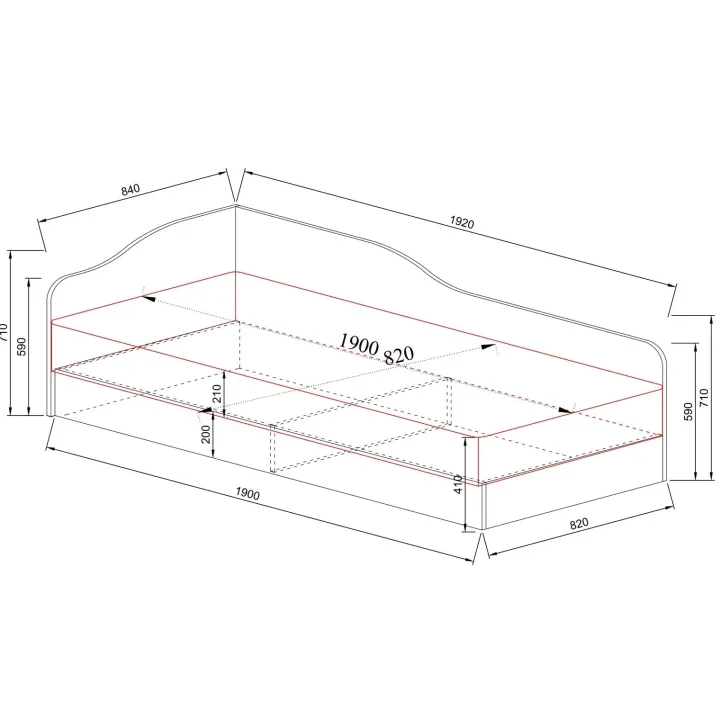 Letto singolo contenitore 82x190cm reversibile noce Alex Gihome®