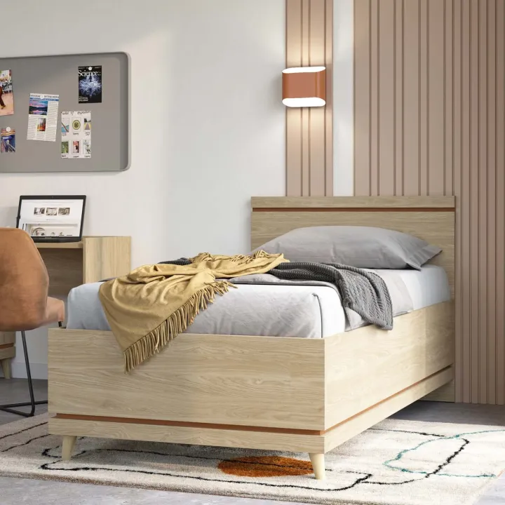 Letto singolo contenitore 100x200 cm con rete mattone Yu