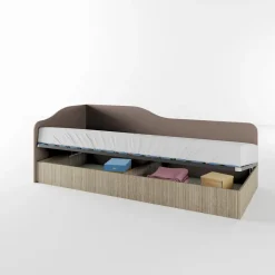 Letto singolo contenitore 82x190cm reversibile rovere scuro marrone Alex Gihome®
