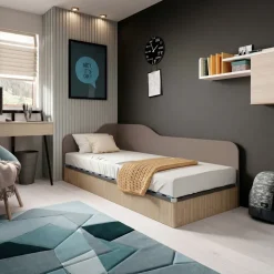 Letto singolo contenitore 82x190cm reversibile rovere scuro marrone Alex Gihome®