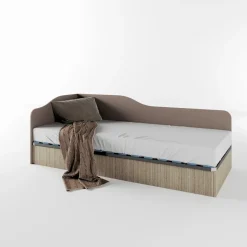 Letto singolo contenitore 82x190cm reversibile rovere scuro marrone Alex Gihome®