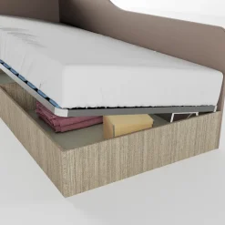 Letto singolo contenitore 82x190cm reversibile rovere scuro marrone Alex Gihome®