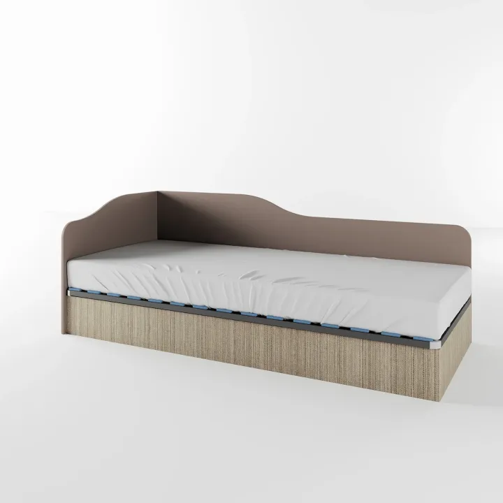 Letto singolo contenitore 82x190cm reversibile rovere scuro marrone Alex Gihome®