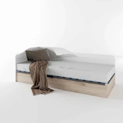 Letto singolo contenitore 82x190cm reversibile rovere bianco lucido Alex Gihome®