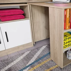 Letto singolo 90x200cm a soppalco rovere sonoma bianco opaco Erick