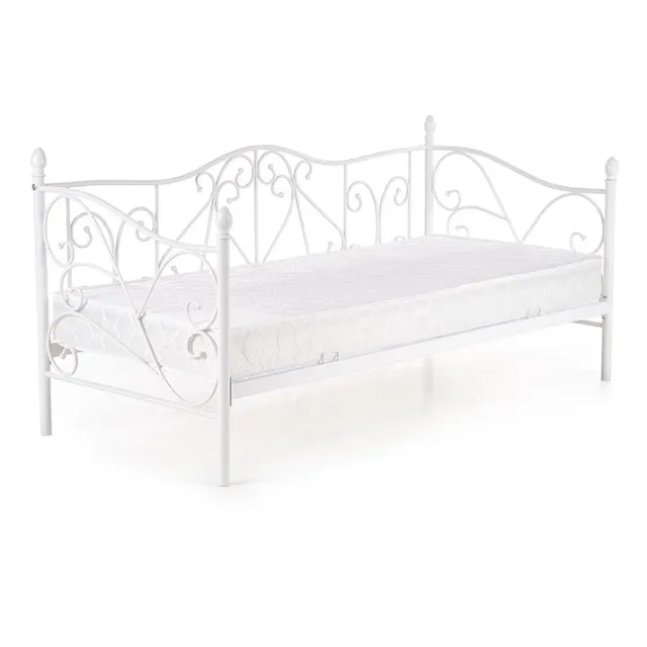 Letto singolo 90x200cm classico con testiera in metallo bianco Azahara