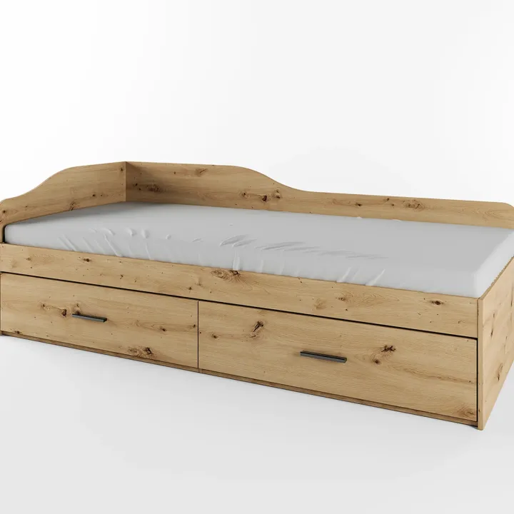 Letto singolo 90x200cm con cassettoni rovere rustico Beccaria