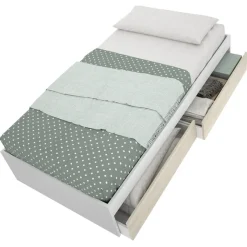 Letto singolo 90x190cm con 2 cassettoni bianco rovere Bellix