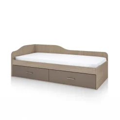 Letto singolo 90x200cm con cassettoni rovere scuro marrone Beccaria