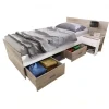 Letto singolo 90x200cm con comodino e cassettoni rovere bianco Francesco