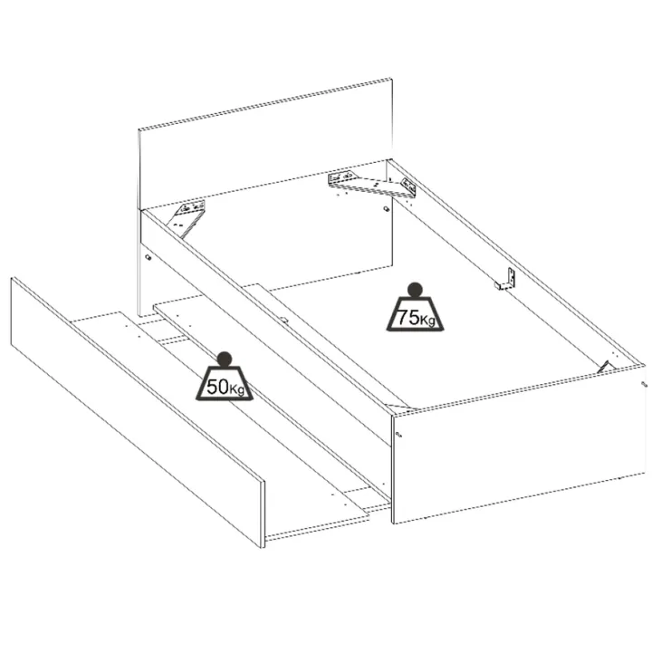 Letto singolo 90x190cm con letto estraibile bianco Bellix