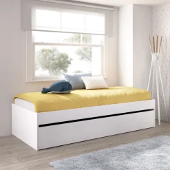 Letto singolo 90x190cm con letto estraibile bianco Bellix