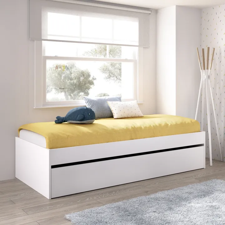 Letto singolo 90x190cm con letto estraibile bianco Bellix