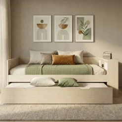 Letto singolo 90x200cm con letto estraibile e libreria reversibile rovere Claudio