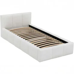 Letto singolo 90X200cm con rete contenitore imbottito beige cashmere Aluna