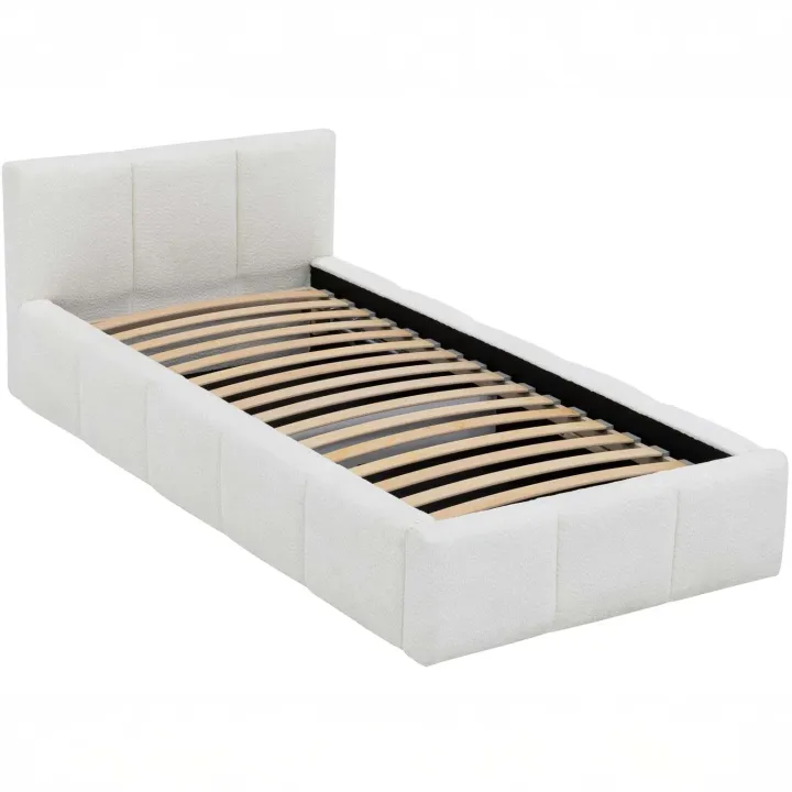 Letto singolo 90X200cm con rete contenitore imbottito beige cashmere Aluna