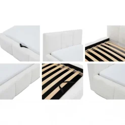 Letto singolo 90X200cm con rete contenitore imbottito beige cashmere Aluna