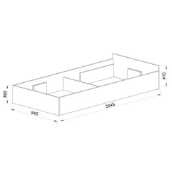 Letto singolo 90x200cm contenitore bianco rustico grigio Zadar