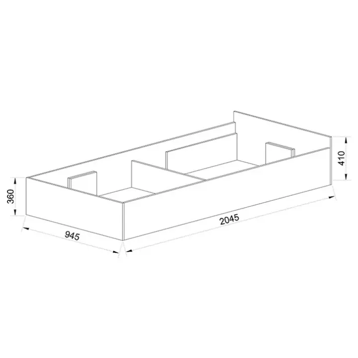 Letto singolo 90x200cm contenitore bianco rustico grigio Zadar