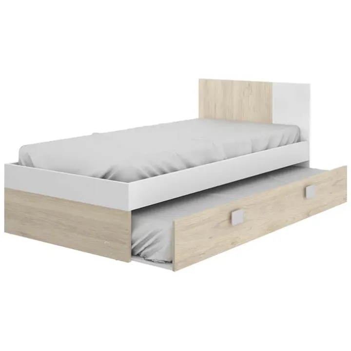 Letto singolo 90x190cm estraibile rovere bianco Cairo
