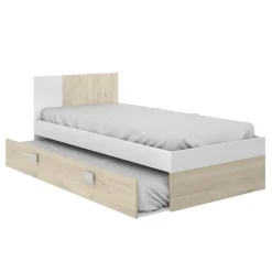 Letto singolo 90x190cm estraibile rovere bianco Cairo