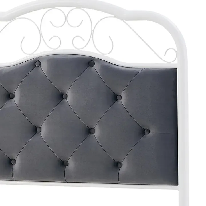 Letto singolo 90x200cm grigio moderno con testiera bianco Geki