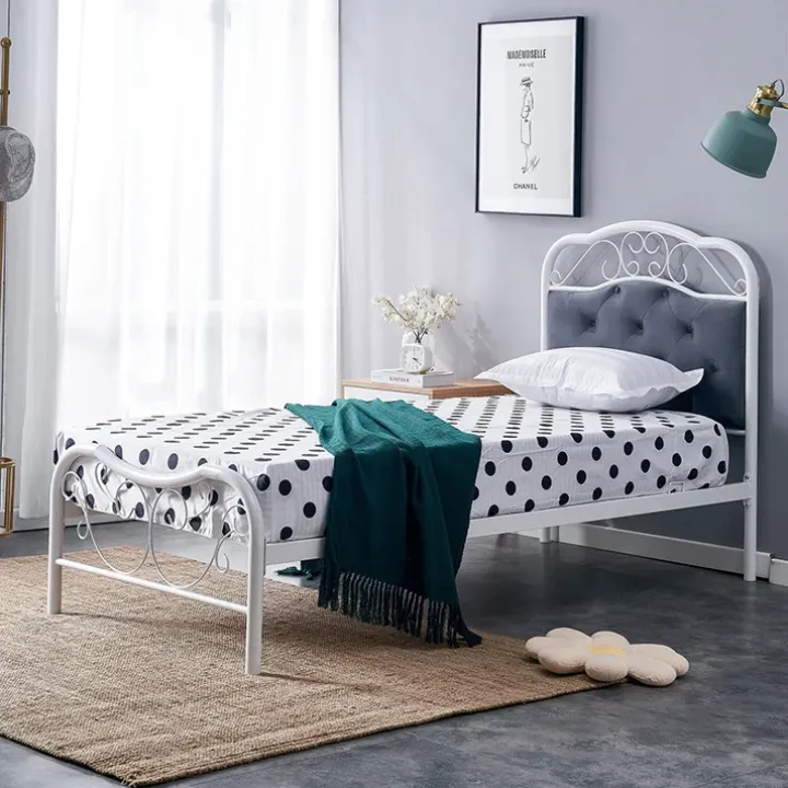 Letto singolo 90x200cm grigio moderno con testiera bianco Geki