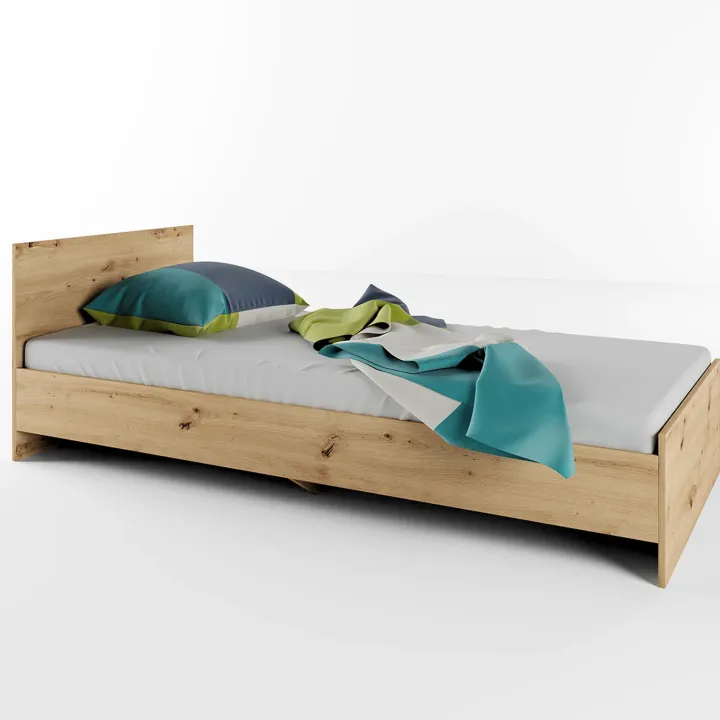 Letto singolo 90x200cm moderno rovere rustico Marco