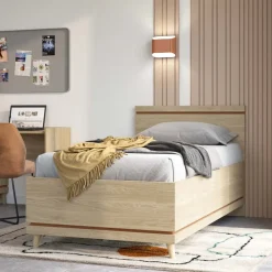 Letto singolo 100x200 cm moderno rovere Yu