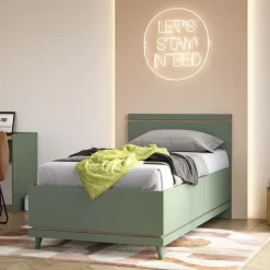 Letto singolo 100x200 cm moderno verde salvia Yu