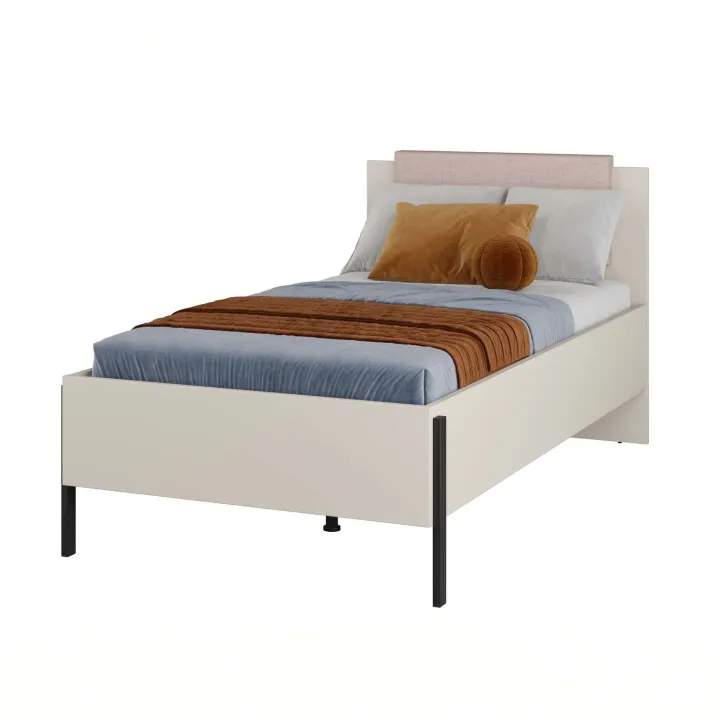 Letto singolo 100x200cm testiera imbottita beige cashmere Simple