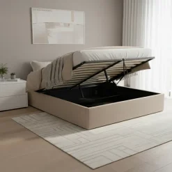 Letto sommier matrimoniale contenitore 160x200 cm con rete beige Winny
