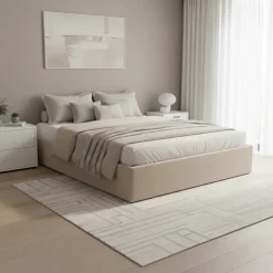 Letto sommier matrimoniale contenitore 160x200 cm con rete beige Winny