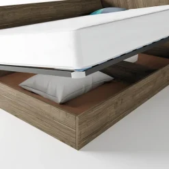Letto una piazza e mezza contenitore 120x190cm con libreria e comodino noce Manzoni