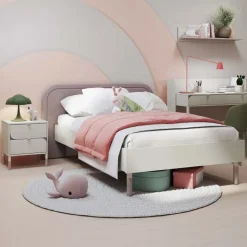 Letto una piazza e mezza 120x200cm con rete beige cashmere tortora Rita